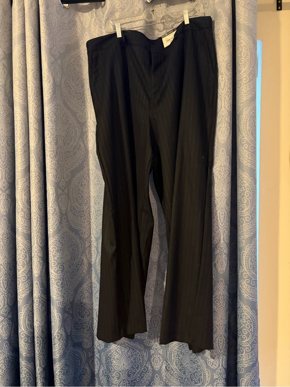 Ashley Graham Navy Wide-Leg Pinstripe Trousers - Picture 2 of 6